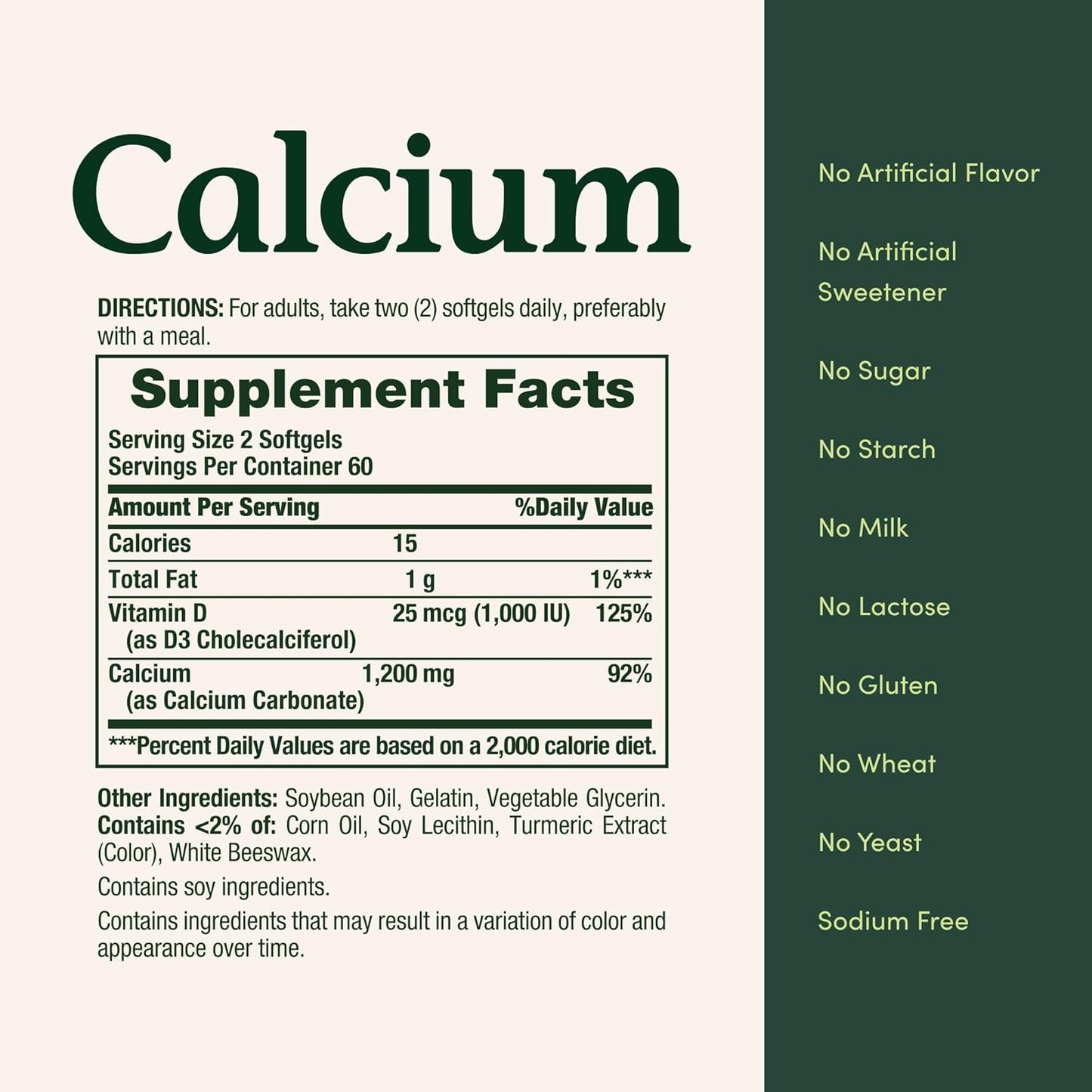 Calcio 0,04 oz de Nature\u2019s Bounty. Plus Vitamina D3., AUS-060,...