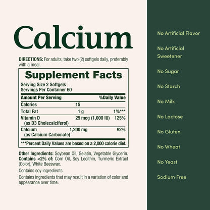 Calcio 0,04 oz de Nature\u2019s Bounty. Plus Vitamina D3., AUS-060,...