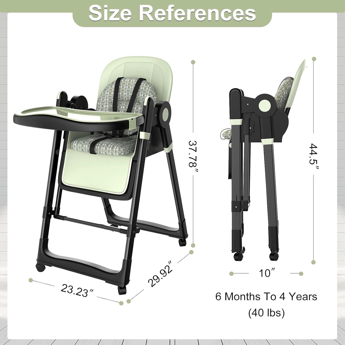 Silla alta plegable para bebés y niños pequeños, columpios portátil...