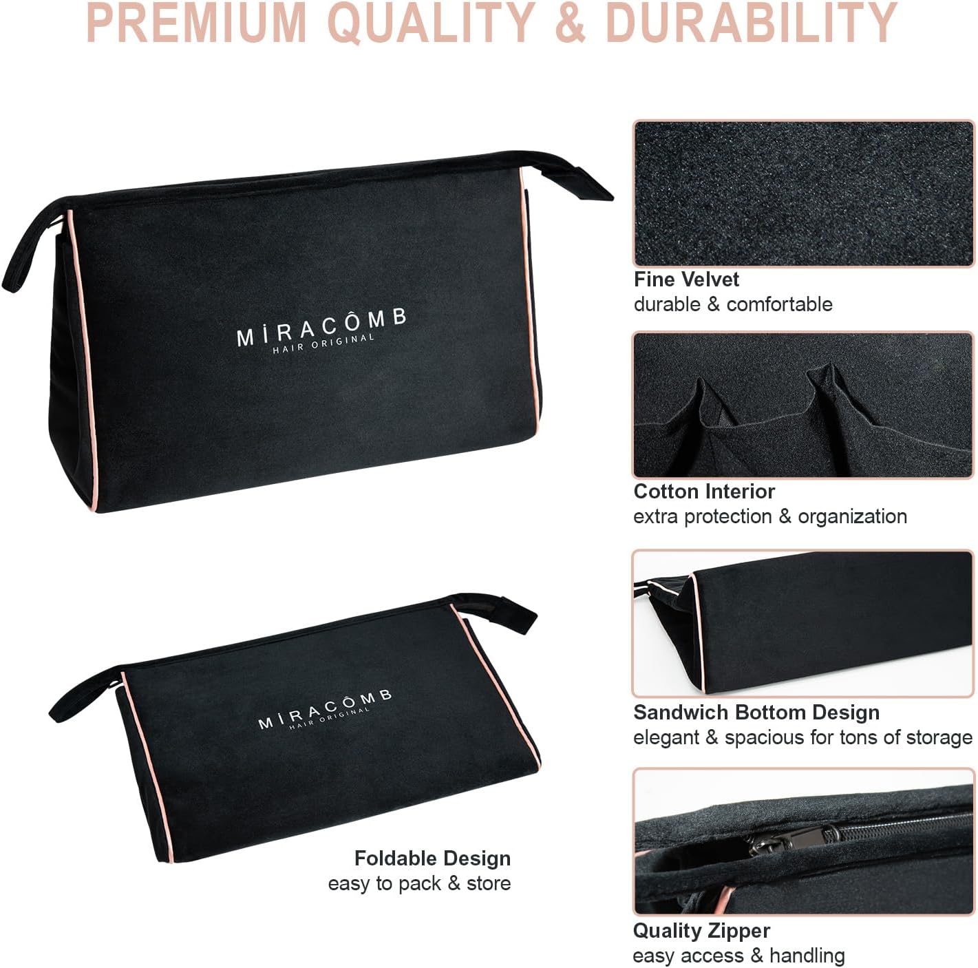 MIRACOMB Bolsa de almacenamiento de terciopelo multiusos, organizad...