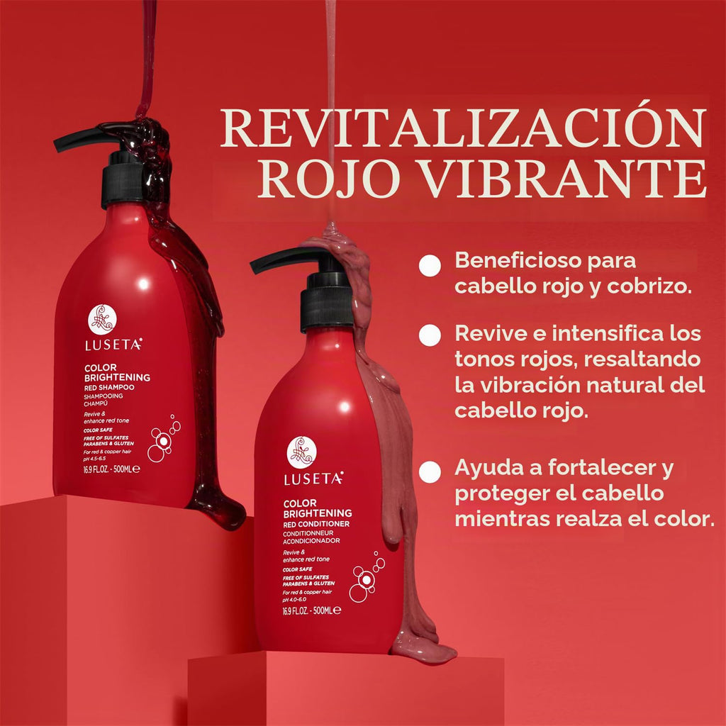 Luseta - Juego de champú y acondicionador para cabello rojo para tr...