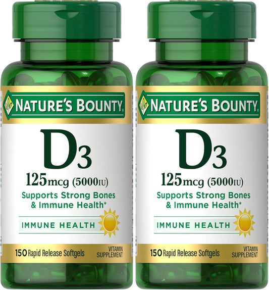 Nature's Bounty Cápsulas blandas de vitamina D-5000 UI, fuerza...