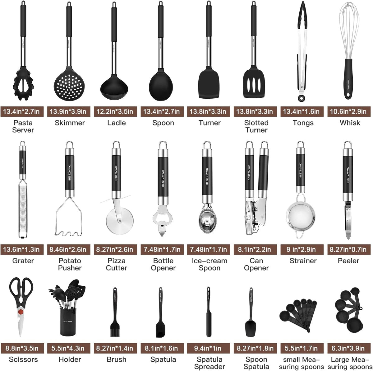 Juego de utensilios de cocina - Utensilios de cocina de silicona -...