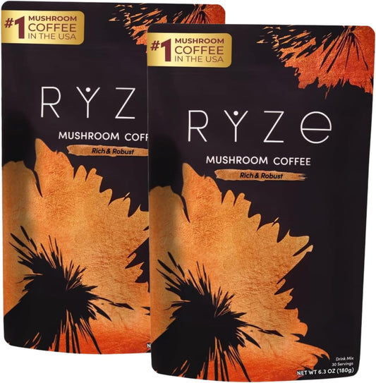 RYZE SUPERFOODS - Kit de inicio de café tostado oscuro de hongos, c...