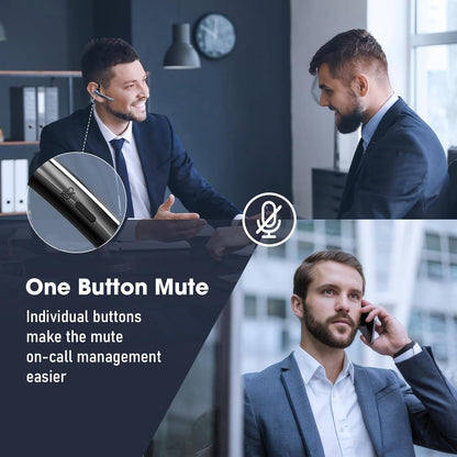 Auriculares Bluetooth, auricular inalámbrico con micrófono de cancelación de ruido mejorado, funda de carga de 500 mAh compatible con tiempo de conversación de 72 horas, auriculares manos libres con botón de silencio para computadora, teléfonos celulares,