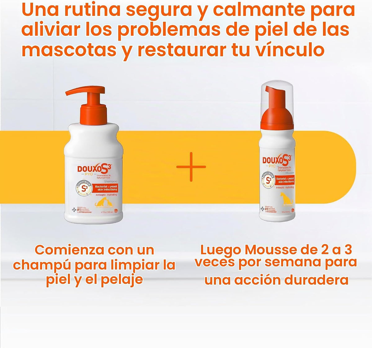 Douxo S3 PYO Champú de clorhexidina para perros, champú medicado an...