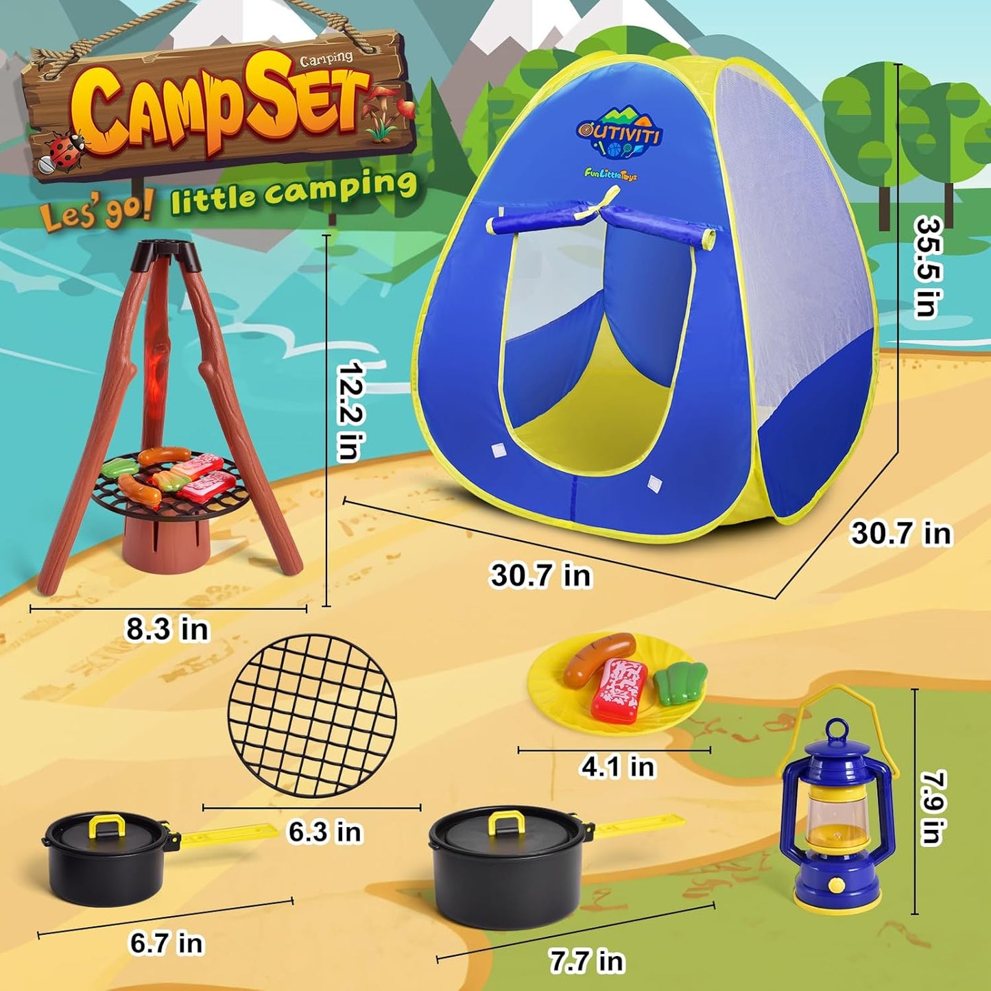 Fun Little Toys Tienda de juegos para niños con juguetes de camping...