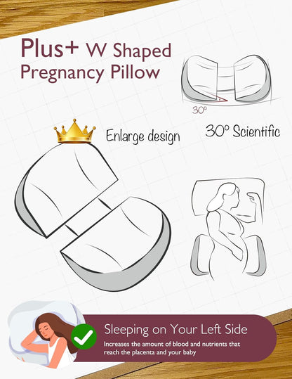 Momcozy Almohada de embarazo en forma de W Plus para dormir, almoha...