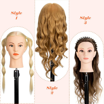 Cabeza de maniquí 26-28" con 80% de cabello humano, cabeza de m...