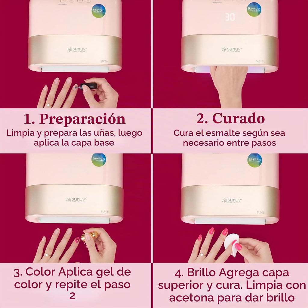 SUNUV Luz UV para uñas de gel, lámpara de gel UV LED profesional SU...