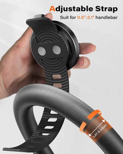 A2C Soporte de teléfono para gimnasio para MagSafe – 17 N54 Imanes fuertes Soporte de teléfono estable y seguro con correa ajustable, soporte 3 en 1 para equipo de gimnasio, cochecito, cinta de correr, bicicletas de ejercicio Peloton