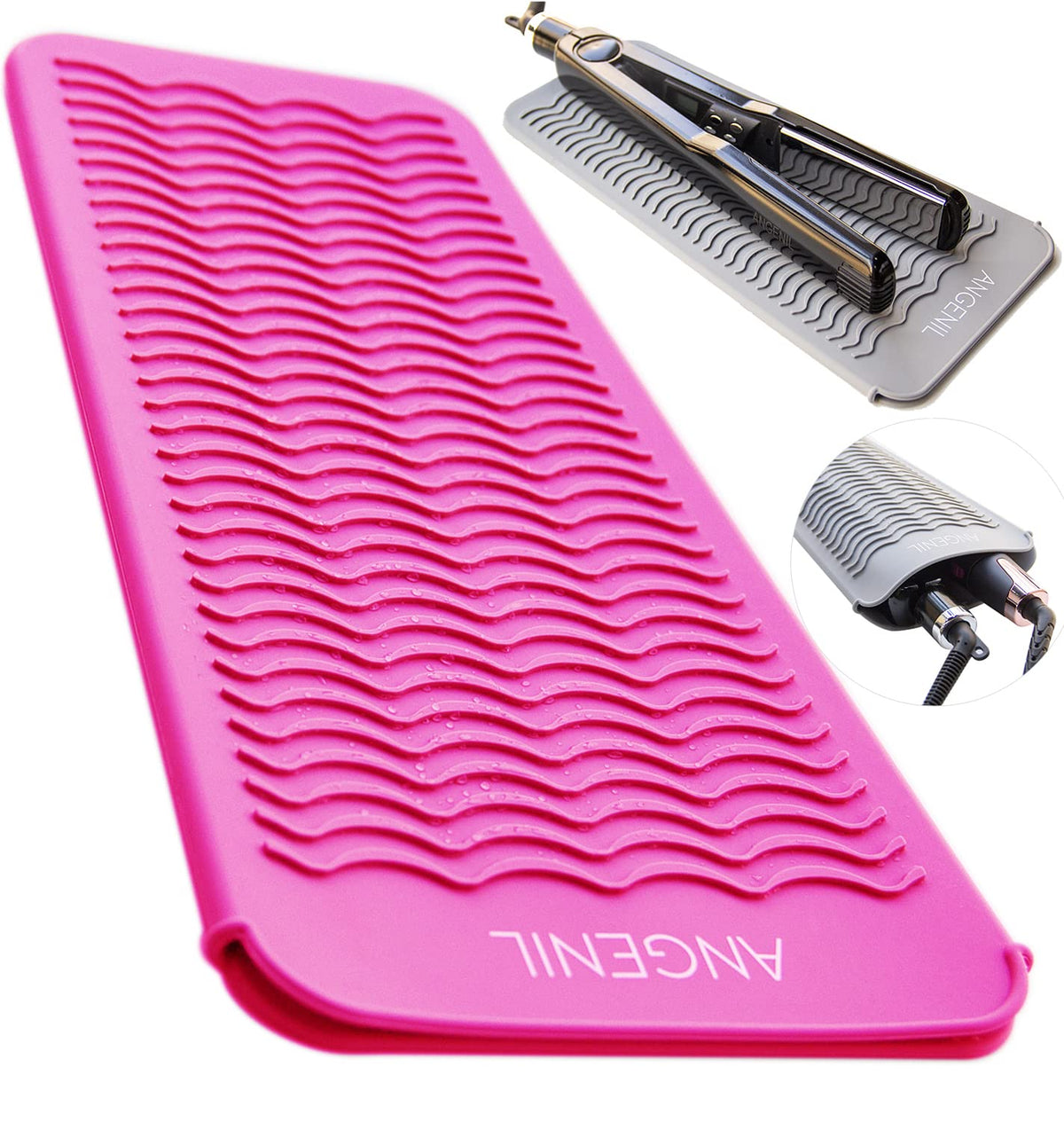 ANGENIL Bolsa de silicona resistente para alisador de cabello, riza...