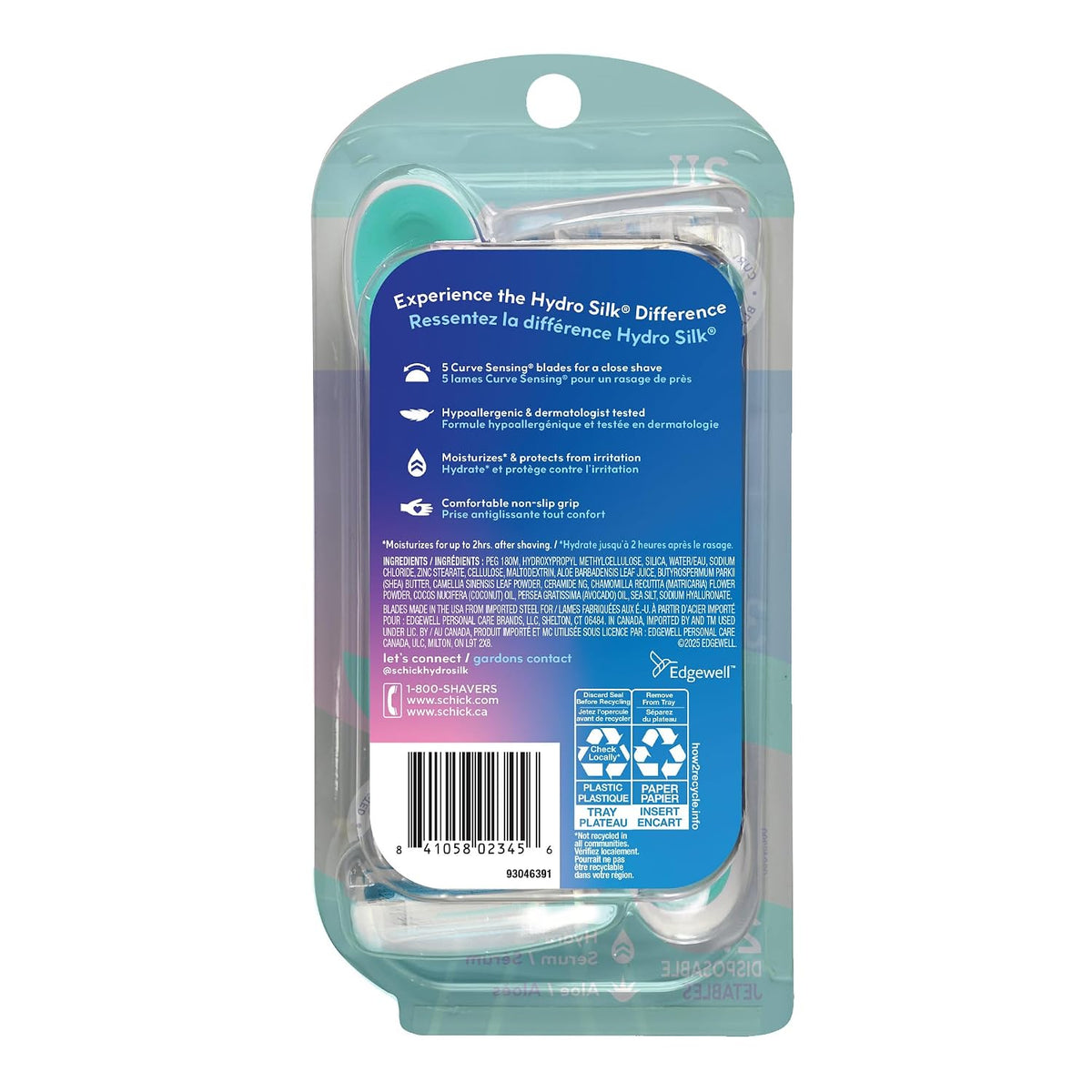 Schick Hydro Silk Sensitive Rastrillos Desechables para Mujeres, 2...
