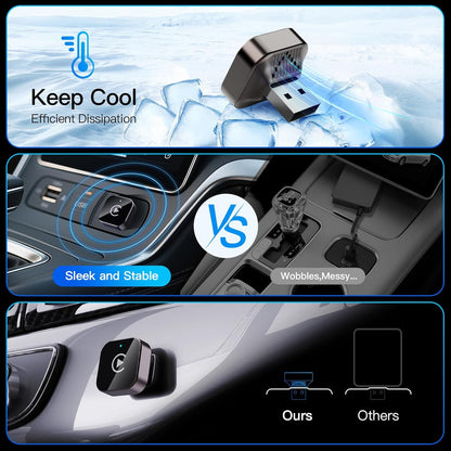 Adaptador Inalámbrico CarPlay (2026 Actualizado) para Apple iPhone y Android, Tamaño Pequeño, Enchufe y Reproduce, Conexión Inalámbrica Rápida y Estable para CarPlay y Android - Sin Latencia en la