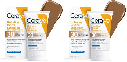 CeraVe Protector solar mineral hidratante SPF 30 con tinte transpar...