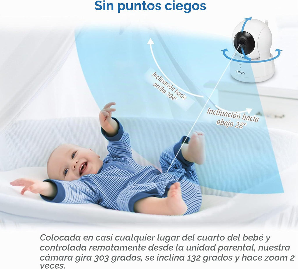 VTech VM923-2 Monitor de bebé, pantalla de 2.8 pulgadas, rango de 1...