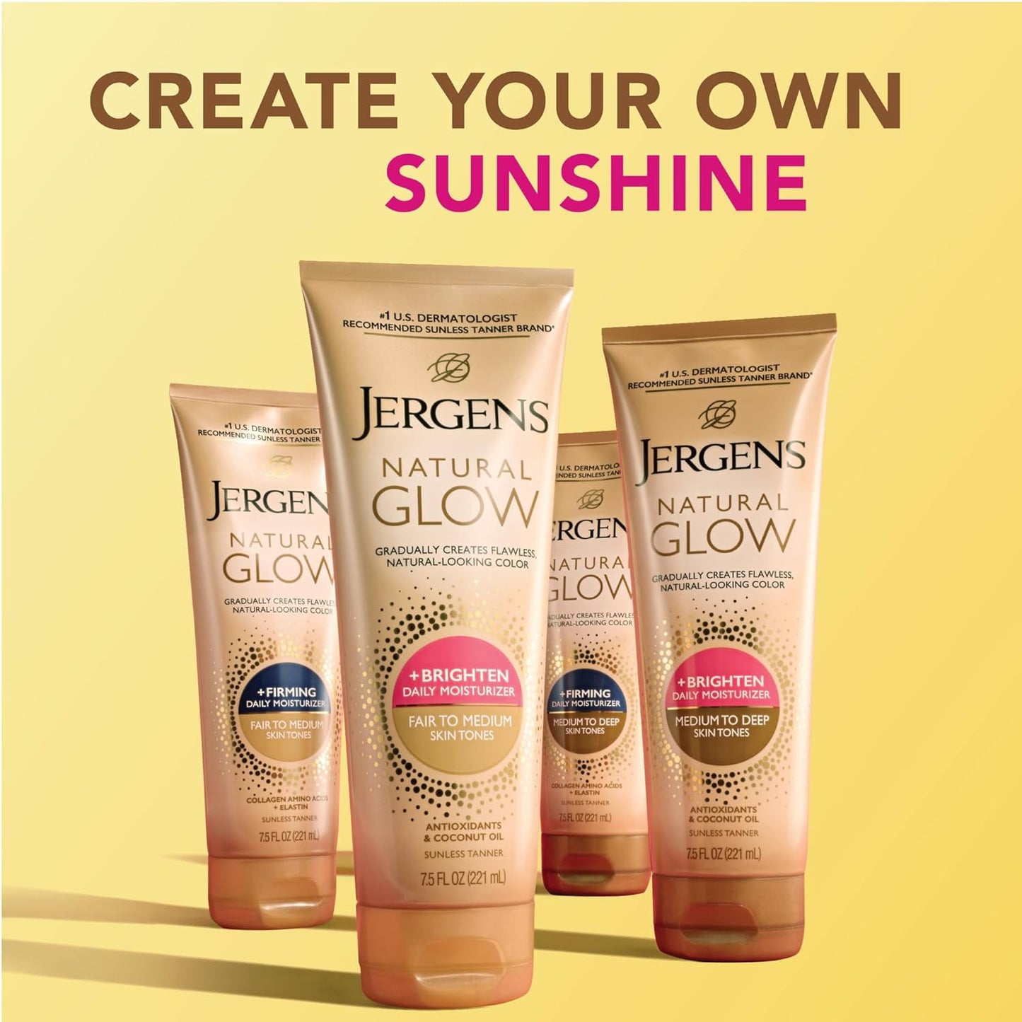 Jergens Natural Glow +Loción corporal autobronceadora reafirmante,...