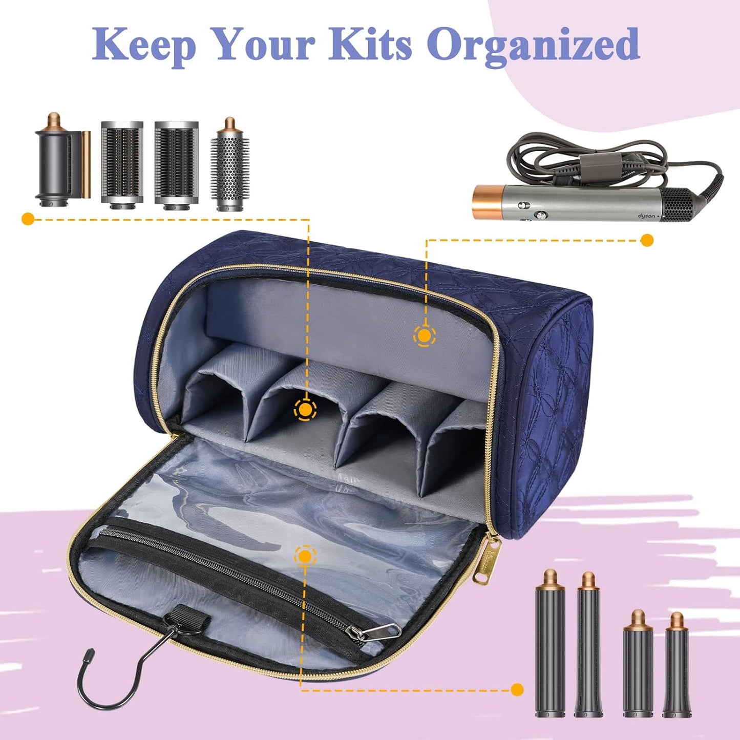 Mancro Estuche de viaje acolchado compatible con Dyson Airwrap Styl...
