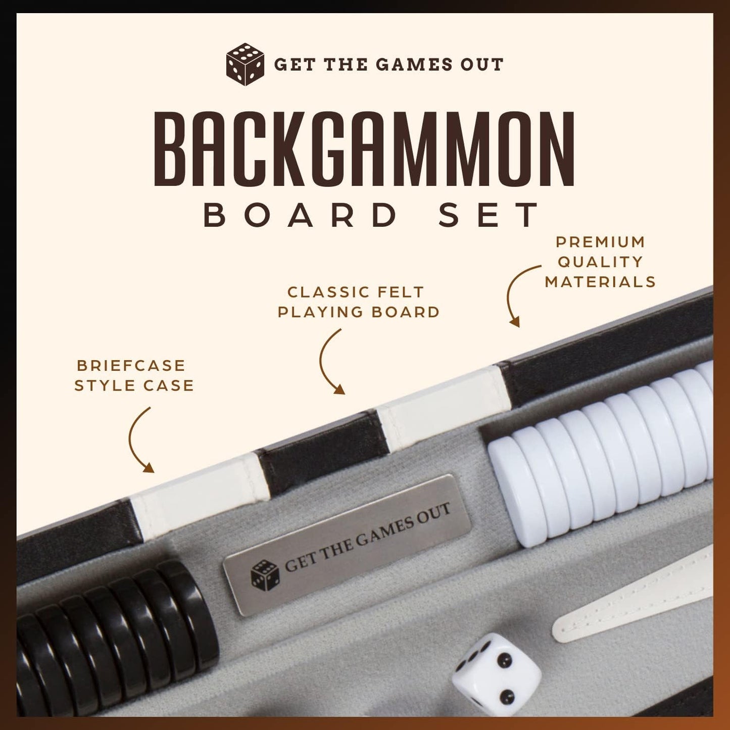 Get The Games Out - Juego de backgammon con maletín de mesa clásico...