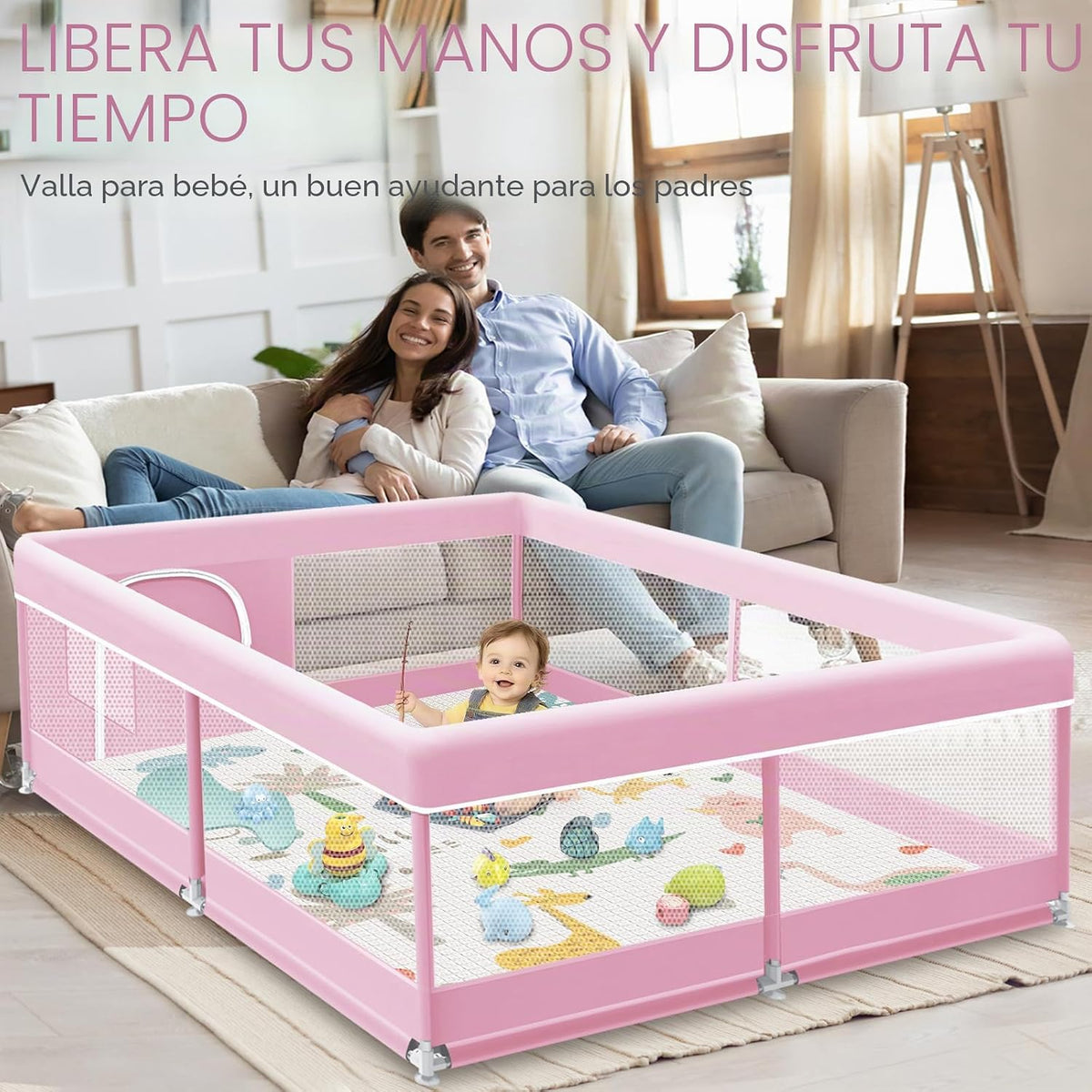 XVISHX Corralito para bebés con paspartú, 50 x 50 pulgadas, corrali...