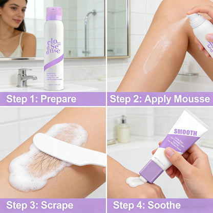 Kit de depilación corporal suave, sin dolor, incluye mousse de 4.7...