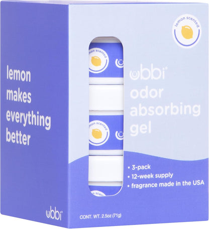 Ubbi Paquete económico de gel absorbente de olores con aroma a limó...