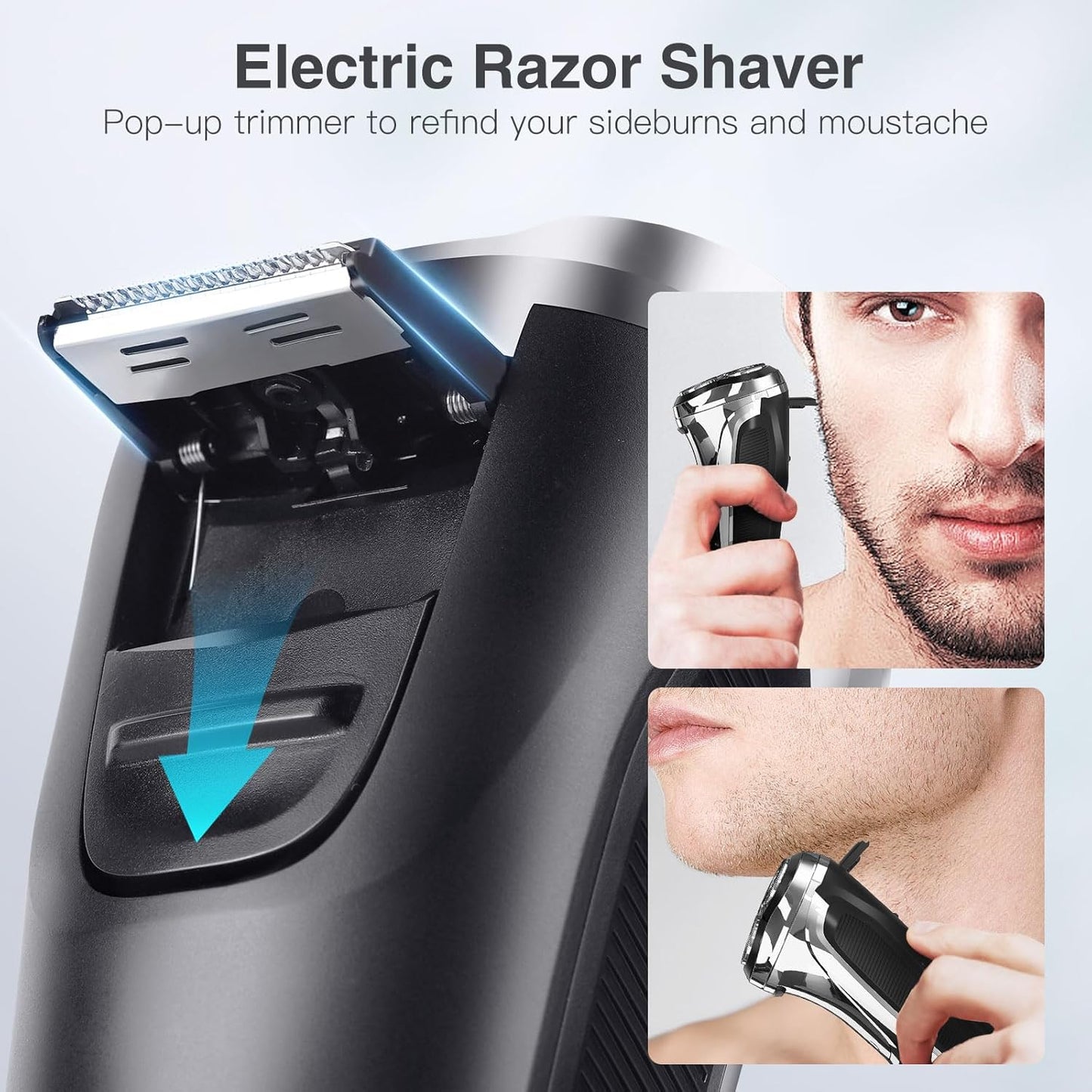 Maquinilla de afeitar eléctrica para hombres, afeitadora de larga duración de 90 minutos con cabezal flotante 4D y pantalla LCD, ultra suave para pieles sensibles, IPX6 impermeable, carga rápida USB-C, con estuche de viaje, regalo ideal