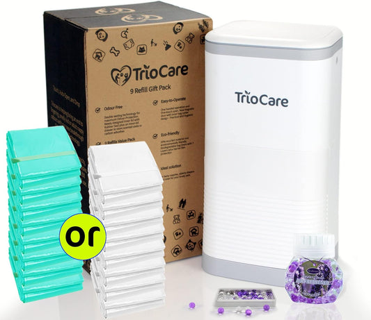 TrioCare Cubo de pañales con control de bloqueo de olor, color blan...