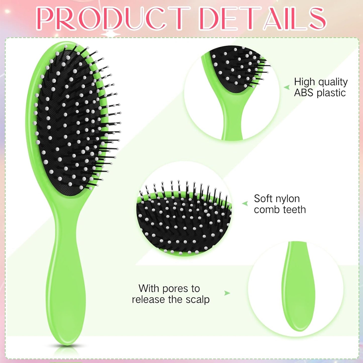 Suclain 30 cepillos de pelo húmedo para mujer, cepillo desenredante de viaje, cerdas suaves con base de cojín, cepillos de secado desenredantes pequeños para mujeres, 10 colores