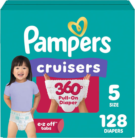 Pampers Pañales Cruisers 360 - Talla 5, 128 unidades, a prueba de b...