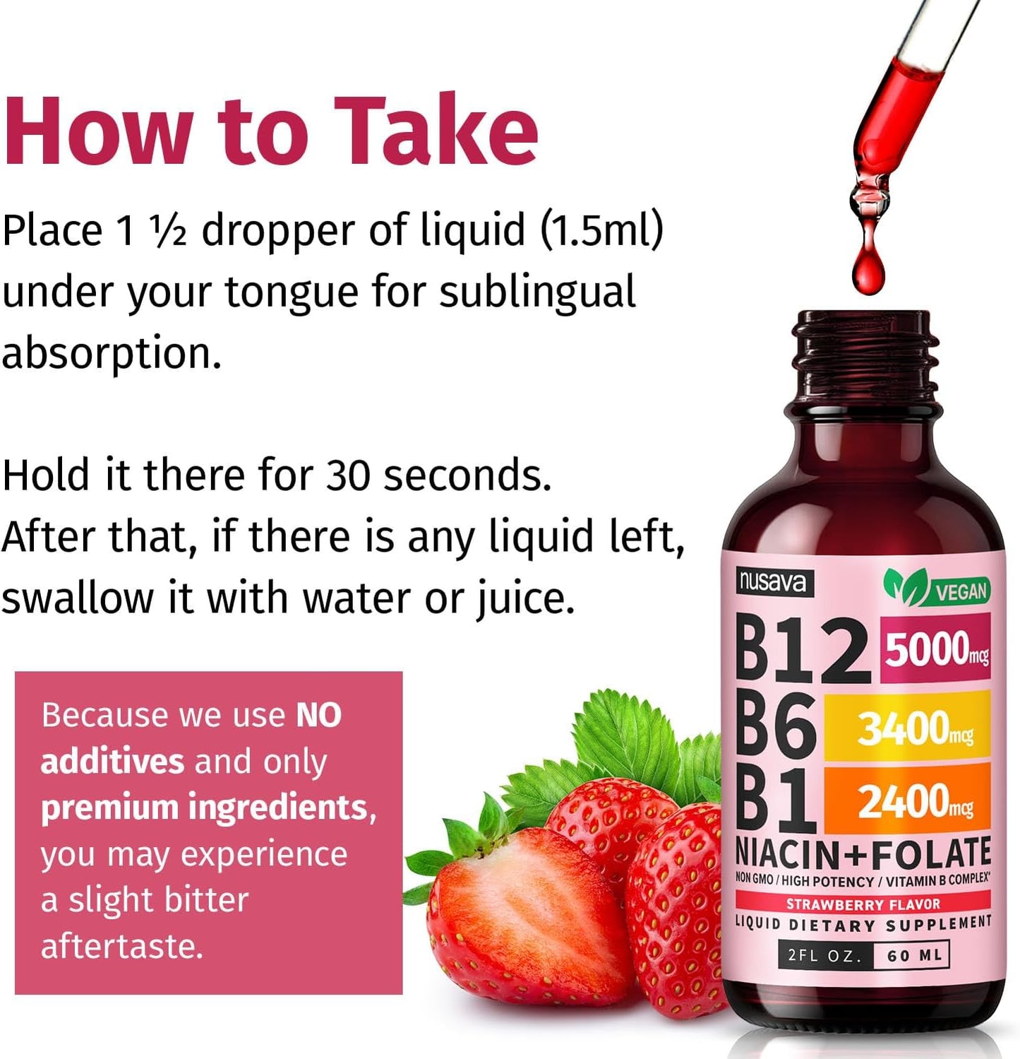 (Paquete de 4) Gotas líquidas de vitamina B12 y B6, complejo de vit...