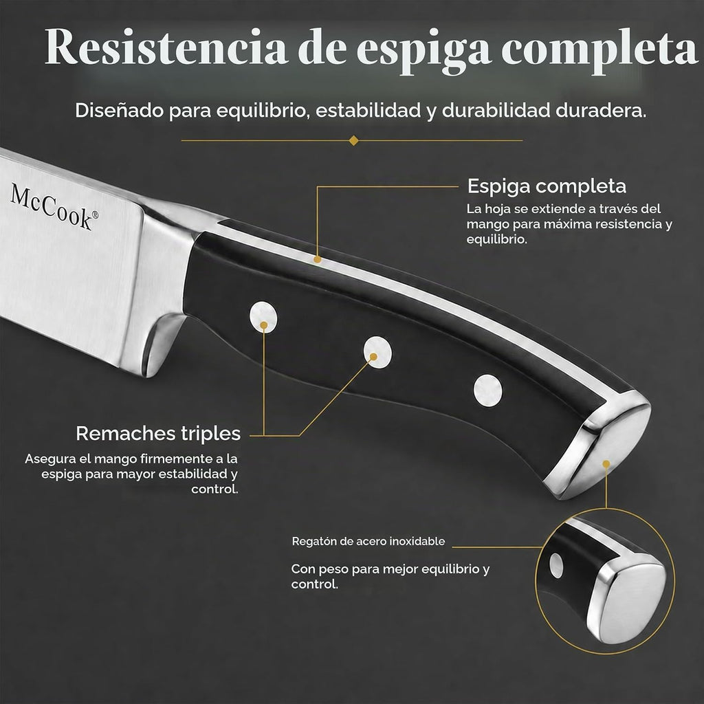McCook® Juegos de cuchillos, juego de cuchillos de cocina alemán de...
