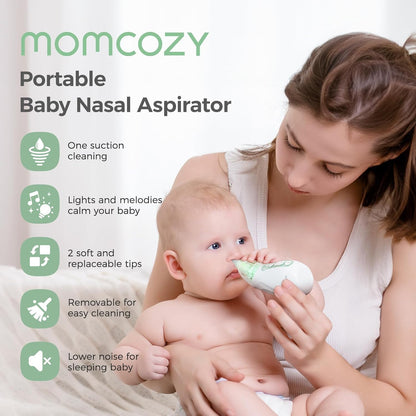 Momcozy Aspirador Nasal para Bebé, Aspirador Nasal Eléctrico de 3 Niveles de Succión para Bebé, Recién Nacido y Niño Pequeño, Aspirador Nasal Portátil con Luz Tranquilizante y Música