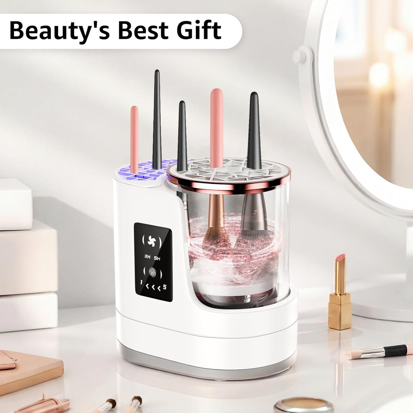 3-in-1 Electric Makeup Brush Cleaner & Dryer, Automatic Brush Cleaner Machine with Deep Cleaning & Adjustable Drying, USB-Powered for All Size Makeup Brushes, Blush Brushes & Sponges