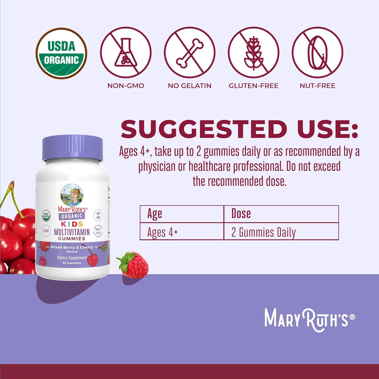 MaryRuth Organics Vitaminas para niños | Multi | Suministro para 1...