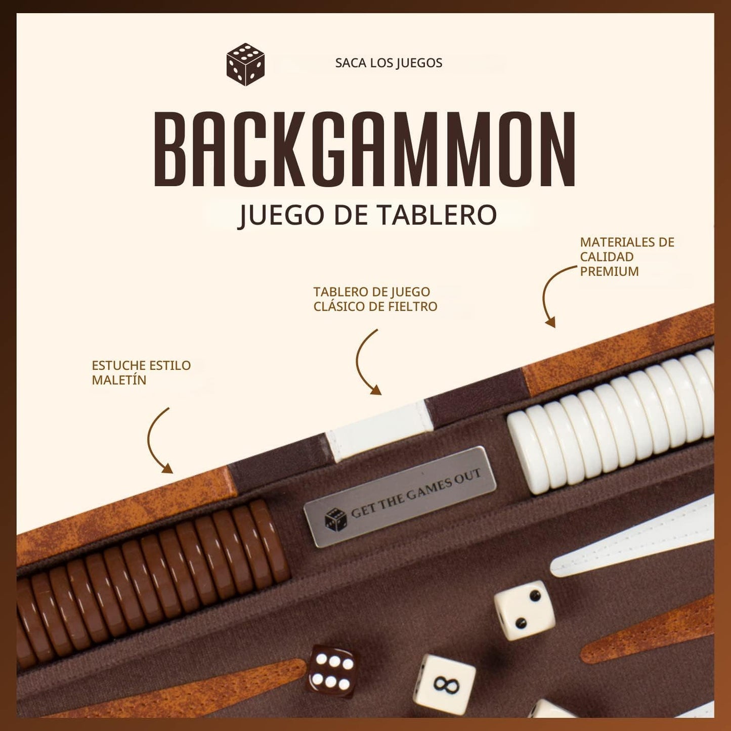 Juego de mesa de Backgammon con estuche, disponible en tamaños pequ...