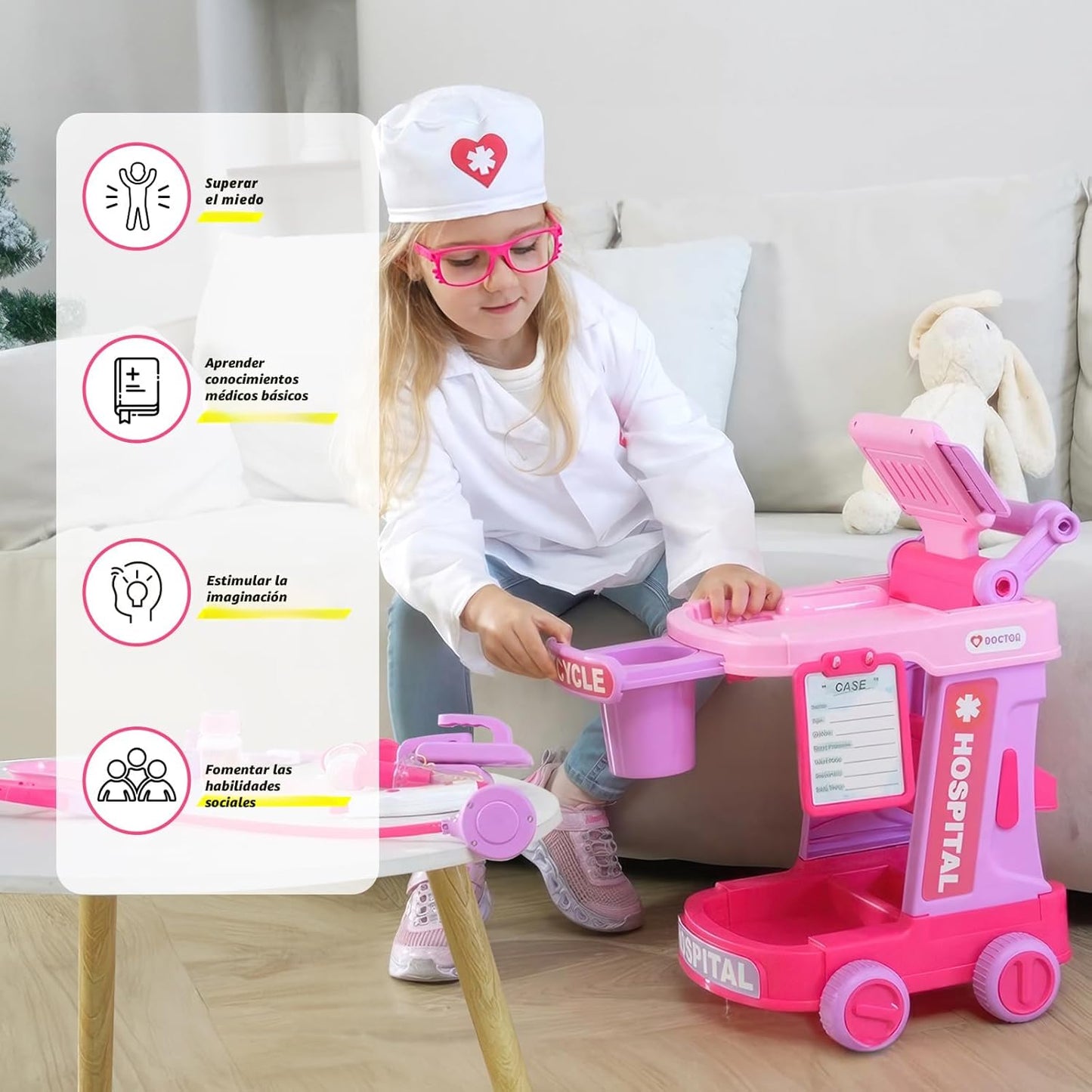 Liberry Kit de médico para niños pequeños de 2, 3, 4, 5, juego de s...