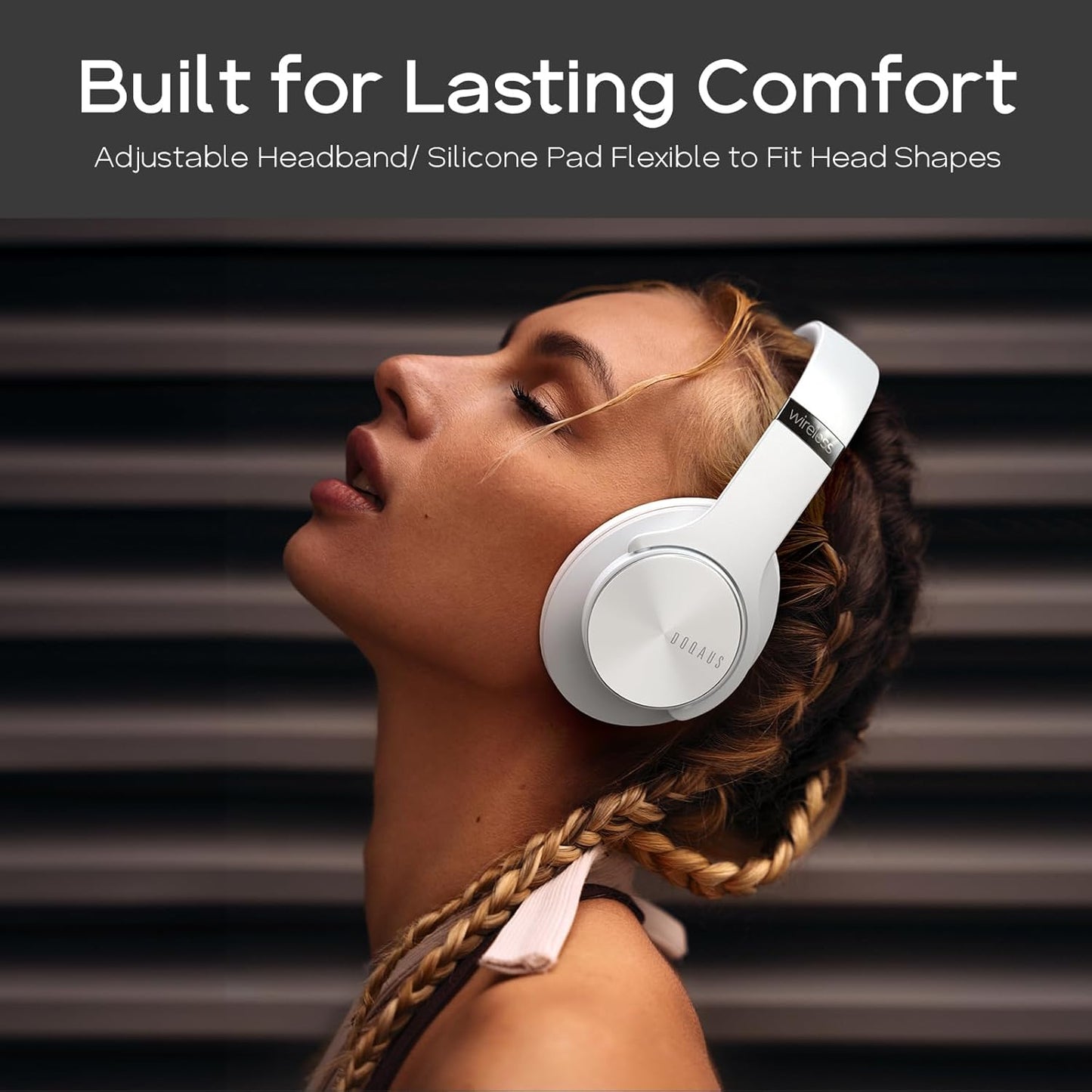 DOQAUS Auriculares Bluetooth sobre la oreja, tiempo de reproducción...