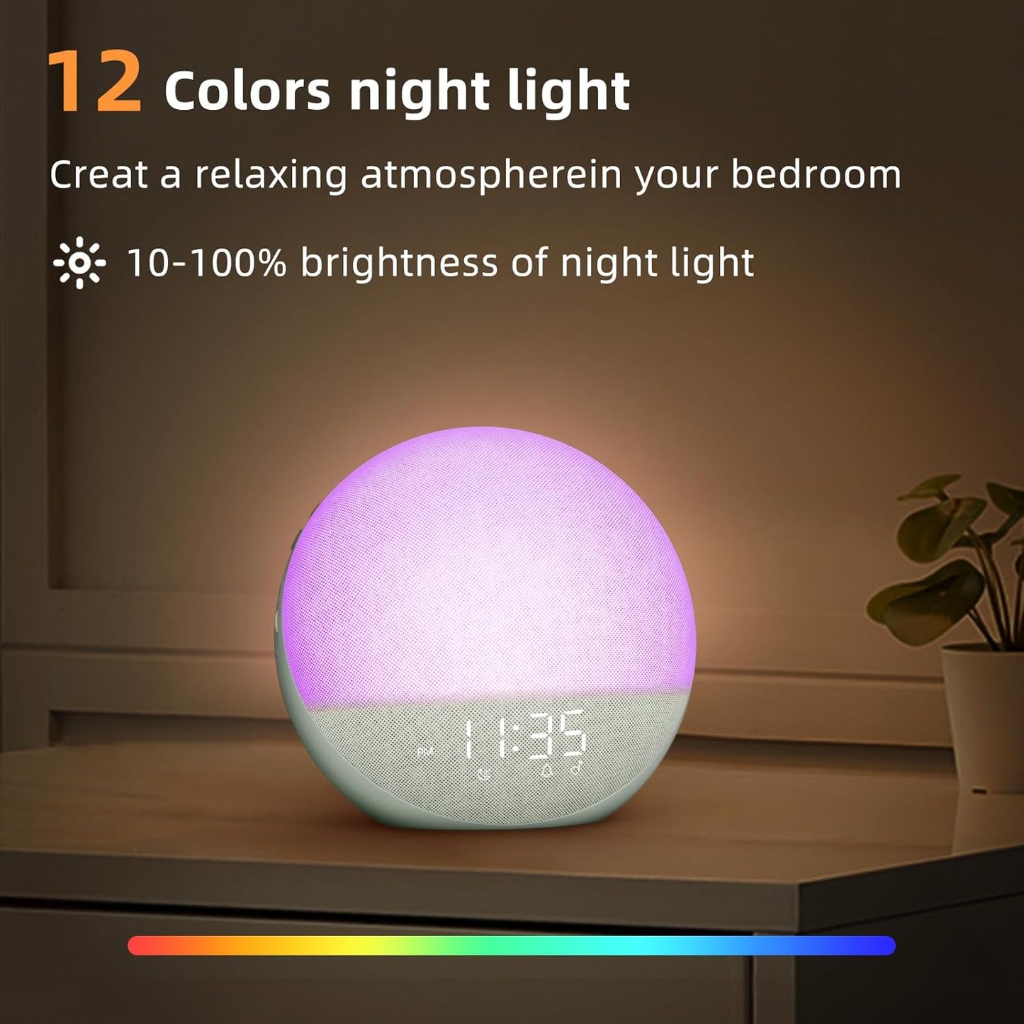 Reloj Despertador de Amanecer con Ruido Blanco: Luz Natural para De...