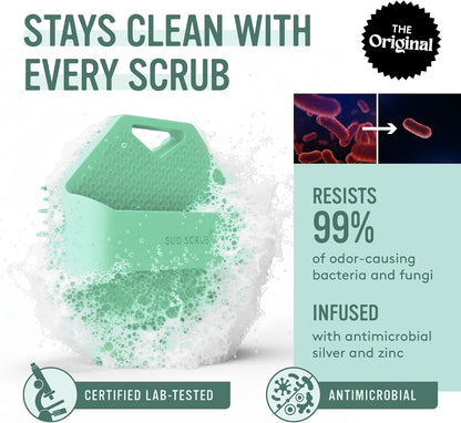 Sud Scrub® Exfoliante corporal de silicona antimicrobiana, cepillo...