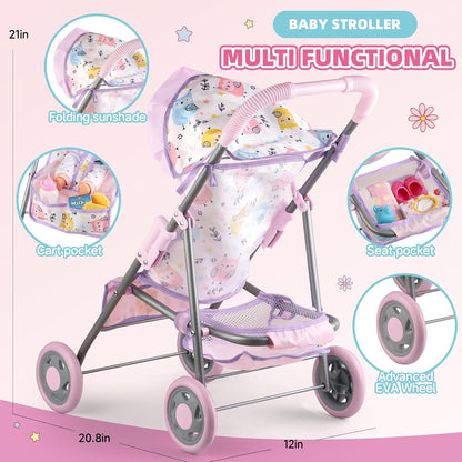 YIYBM Juego de Cochecito de Muñeca Bebé con Muñeca Bebé de 12.5"...