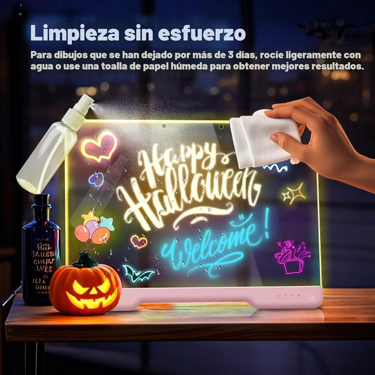 Geokay Tablero de dibujo LED recargable de 16" con efectos de l...