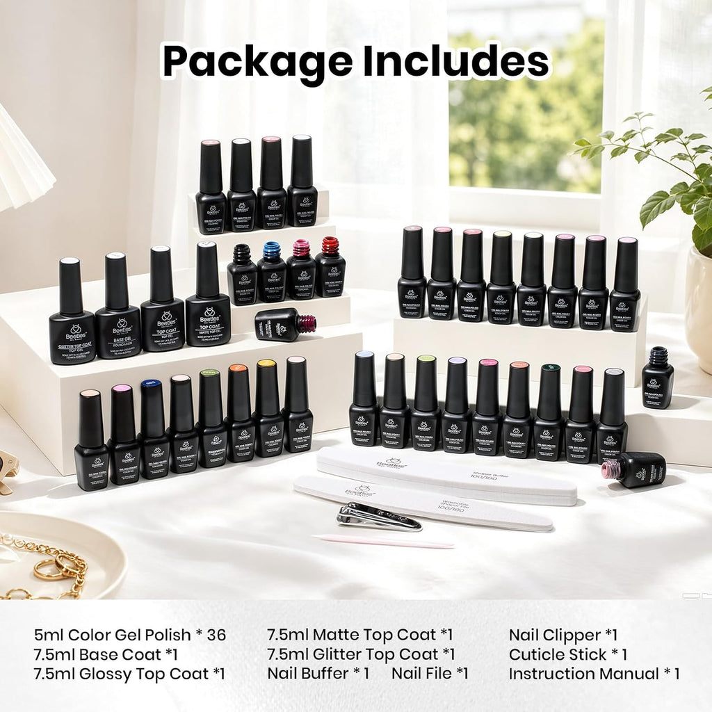 Beetles - Juego de 44 esmaltes de uñas de gel, colección Colorful M...