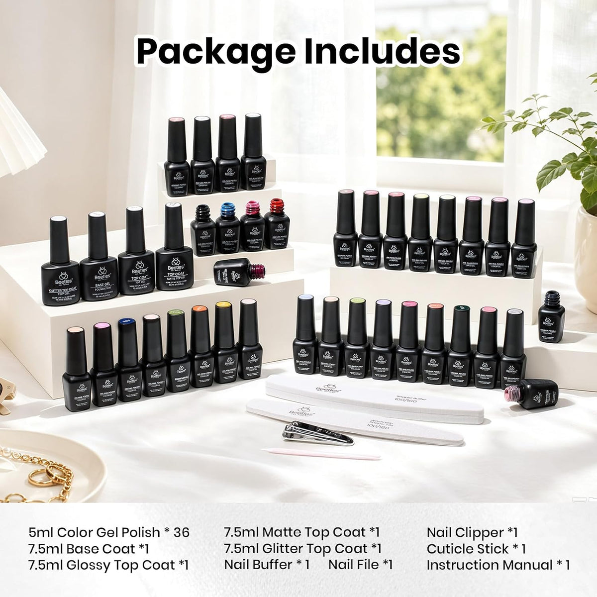 Beetles - Juego de 44 esmaltes de uñas de gel, colección Colorful M...