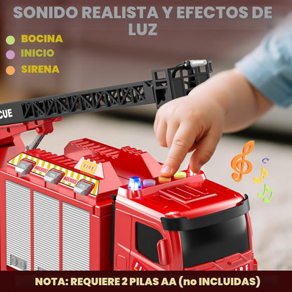 Lehoo Castle Camión de bomberos de juguete para niños de 2, 3, 4 y...