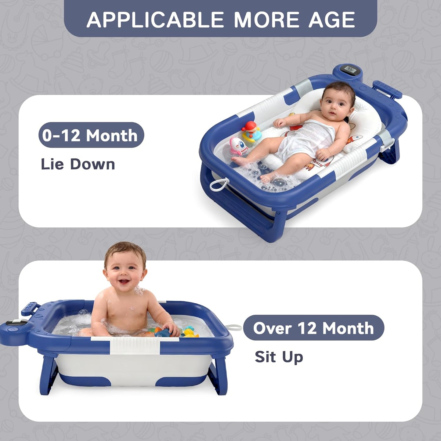 Bañera plegable para recién nacidos a niños pequeños (0-24 meses),...