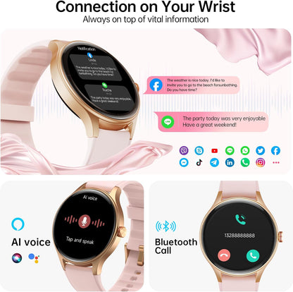 Woneligo Reloj inteligente para mujer, reloj AMOLED de fitness con...