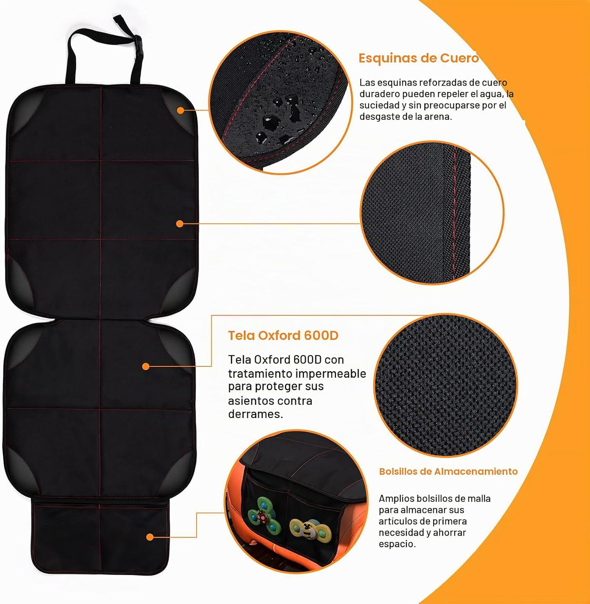 SMART ELF Protector de asiento de automóvil, acolchado más grueso y...