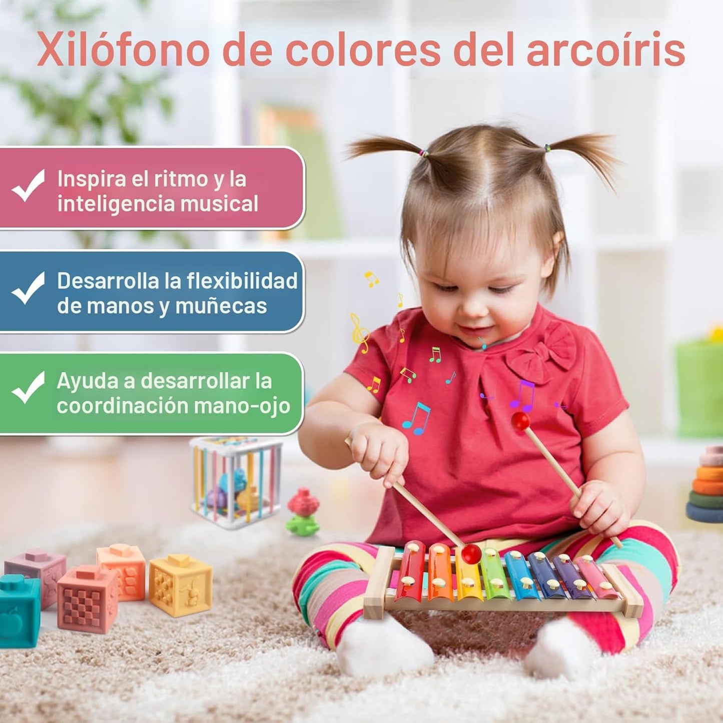 Juguetes Montessori 6 en 1 para bebés de 1 año, juguetes sensoriale...