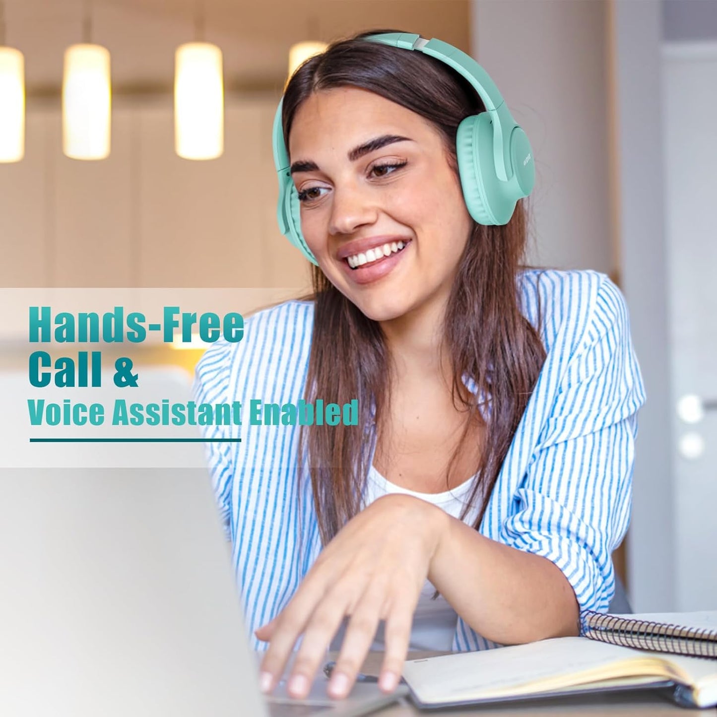 KVIDIO Auriculares Bluetooth sobre la oreja, 65 horas de reproducci...